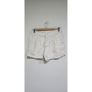 Santorini Linen Shorts Women’s Size 6 Cuffed Wide Leg Drawstring Beige Coastal